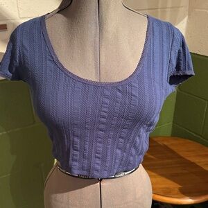 Madewell Blue Textured Crop Top